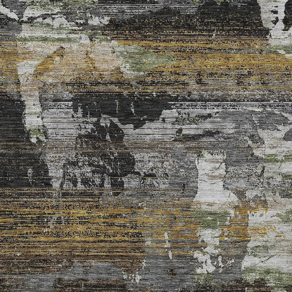 10' X 14' Black And Graphite Abstract Washable Indoor Outdoor Area Rug Homeroots Outdoor