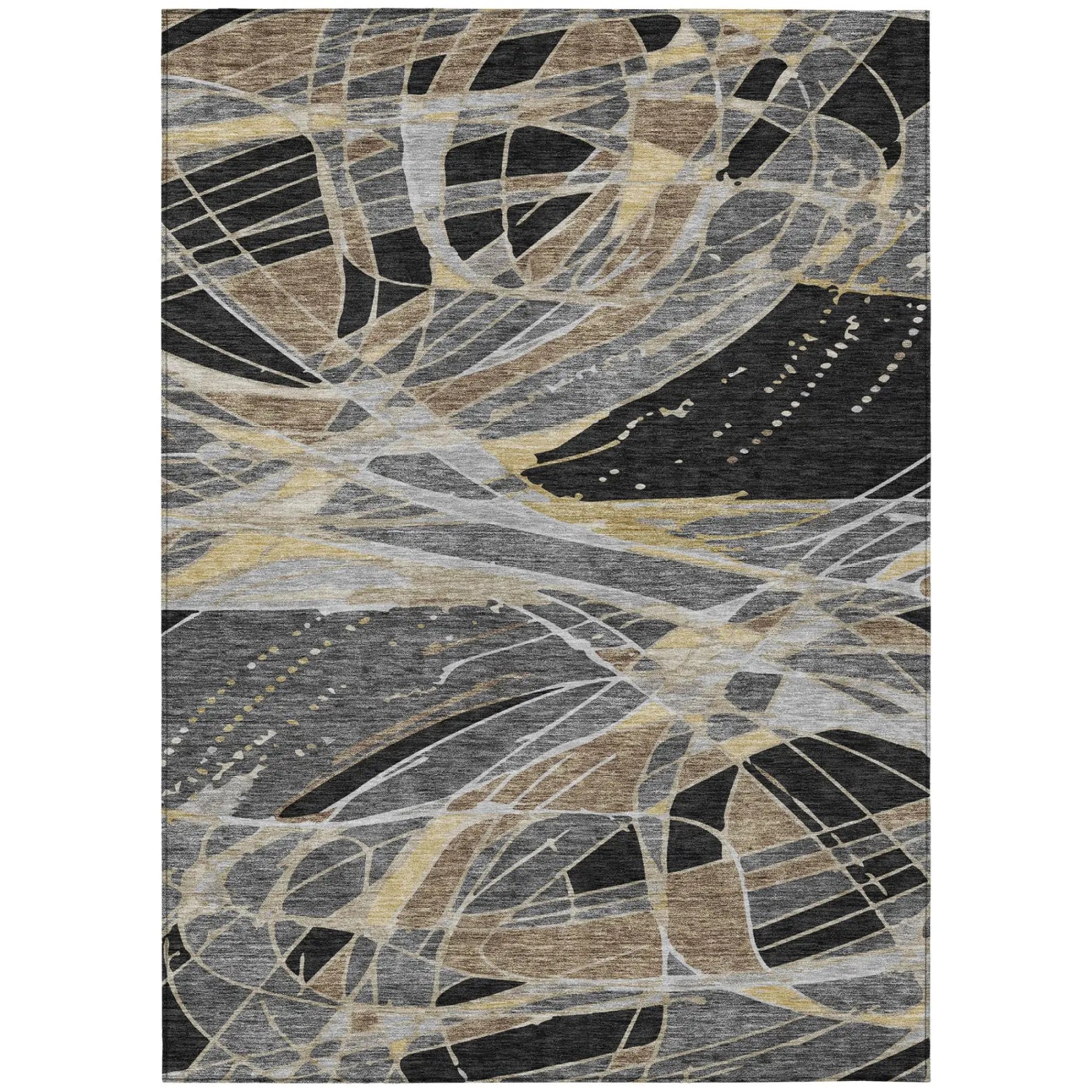 10' X 14' Black And Graphite Abstract Washable Indoor Outdoor Area Rug Homeroots Outdoor
