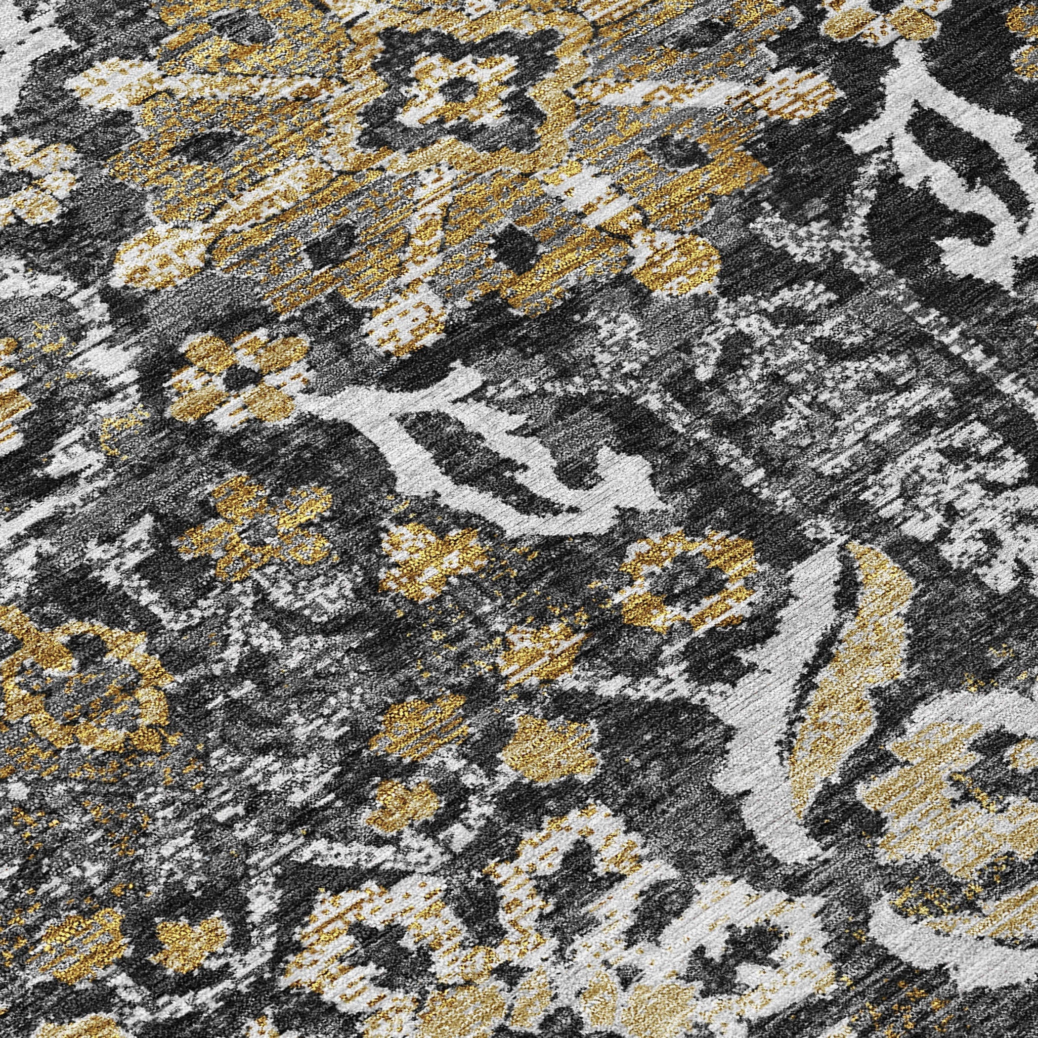 10' X 14' Black And Graphite Damask Washable Indoor Outdoor Area Rug Homeroots Outdoor
