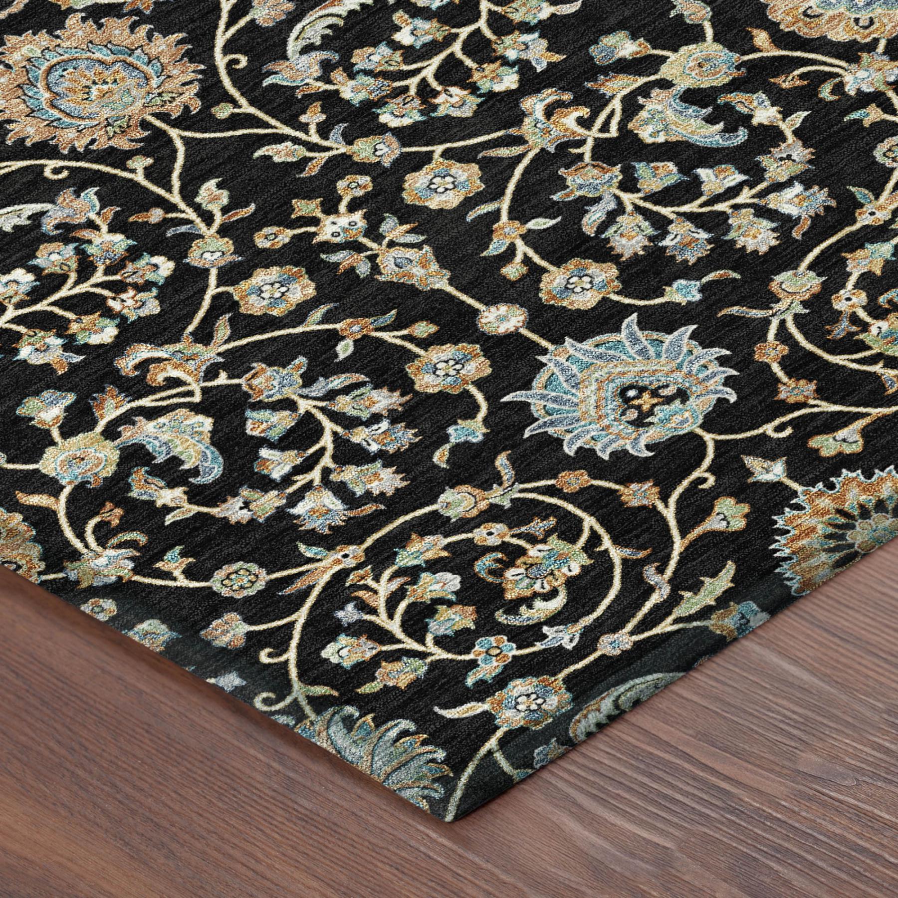 10' X 14' Black And Graphite Floral Washable Indoor Outdoor Area Rug Homeroots Outdoor
