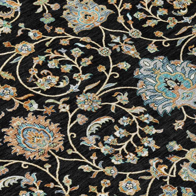 10' X 14' Black And Graphite Floral Washable Indoor Outdoor Area Rug Homeroots Outdoor