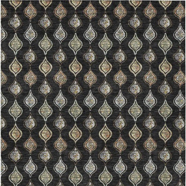 10' X 14' Black And Graphite Floral Washable Indoor Outdoor Area Rug Homeroots Outdoor