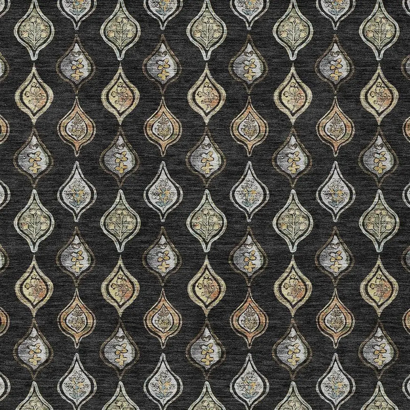 10' X 14' Black And Graphite Floral Washable Indoor Outdoor Area Rug Homeroots Outdoor