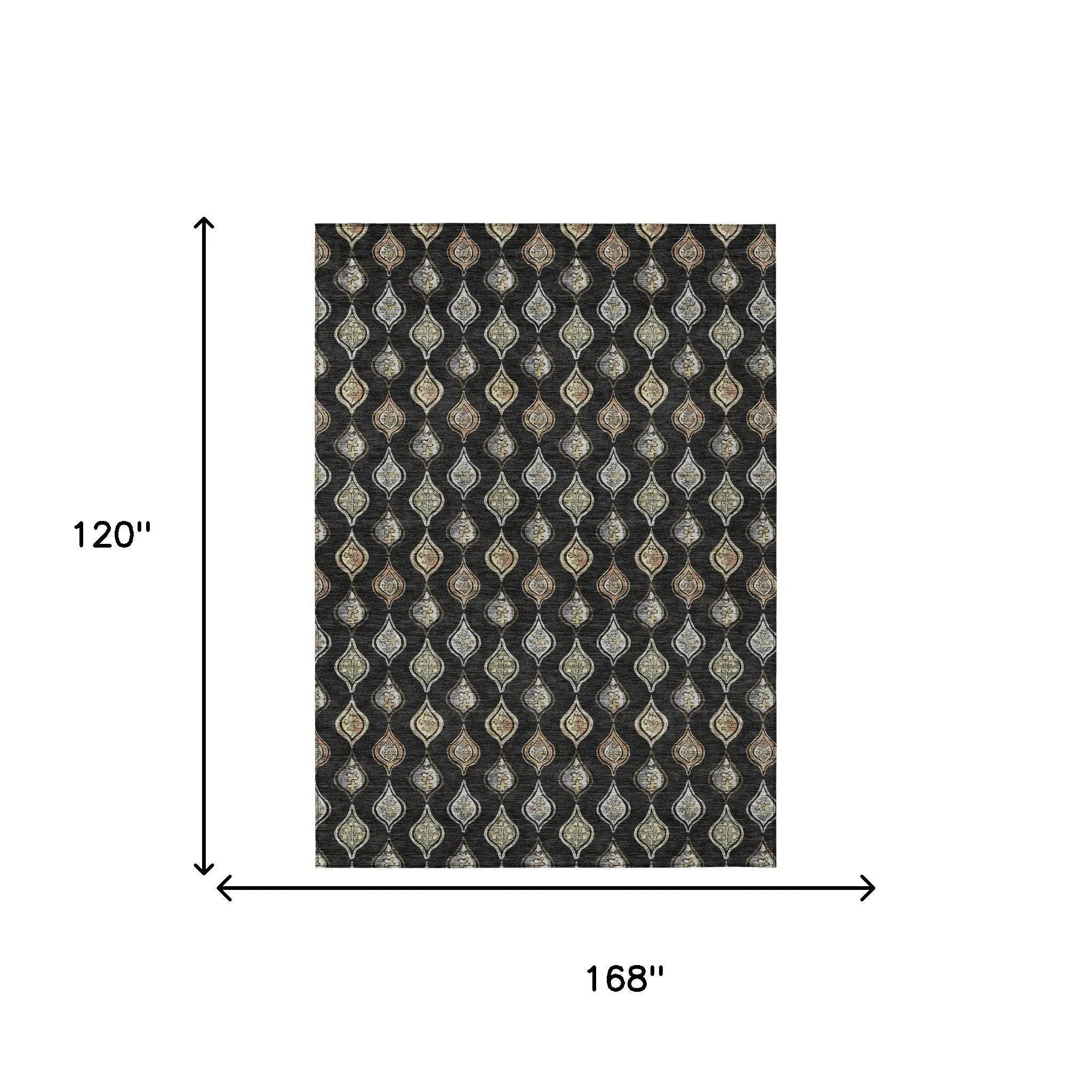 10' X 14' Black And Graphite Floral Washable Indoor Outdoor Area Rug Homeroots Outdoor