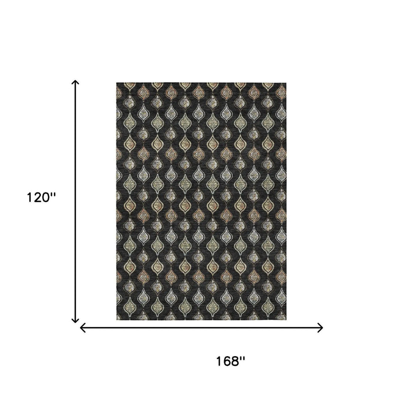 10' X 14' Black And Graphite Floral Washable Indoor Outdoor Area Rug Homeroots Outdoor
