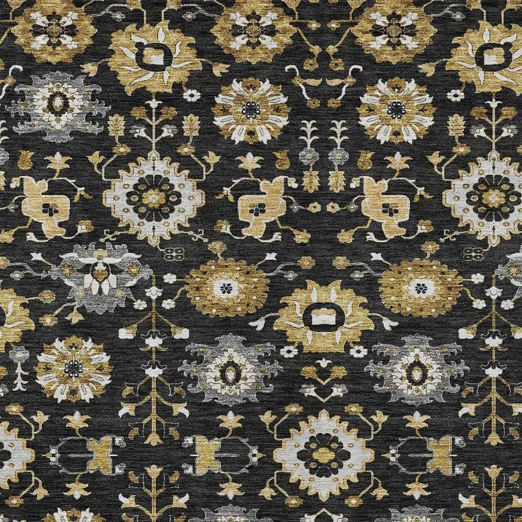 10' X 14' Black And Graphite Geometric Washable Indoor Outdoor Area Rug Homeroots Outdoor