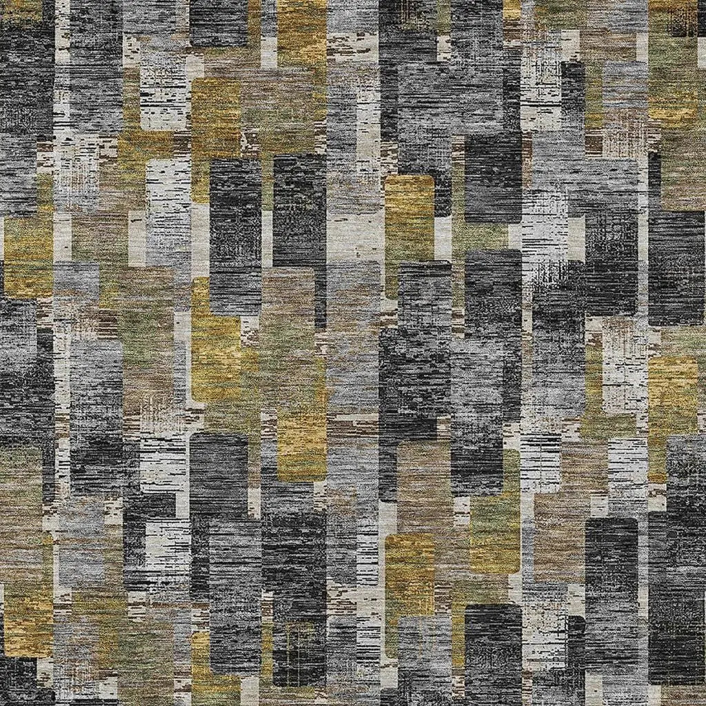 10' X 14' Black And Graphite Geometric Washable Indoor Outdoor Area Rug Homeroots Outdoor