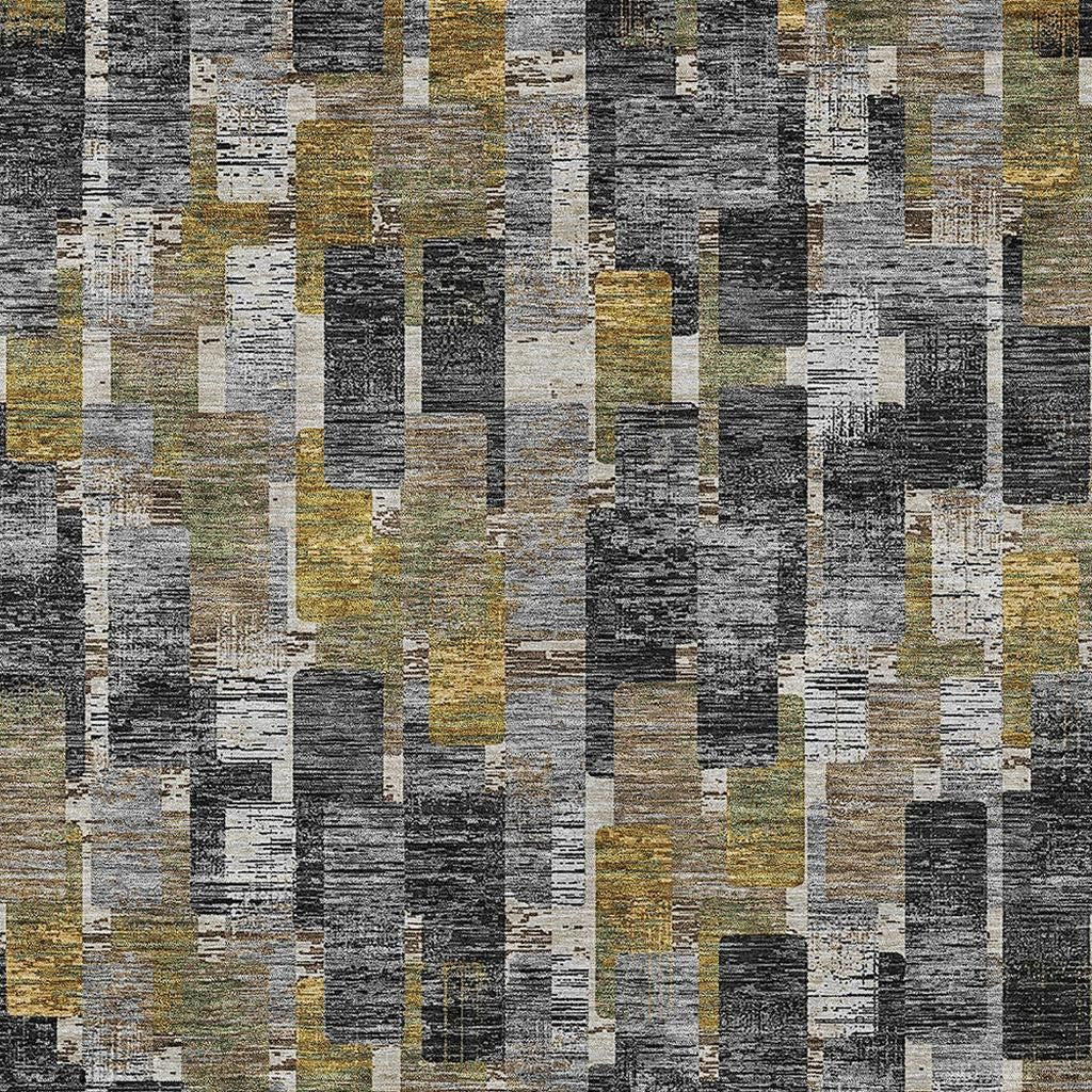 10' X 14' Black And Graphite Geometric Washable Indoor Outdoor Area Rug Homeroots Outdoor