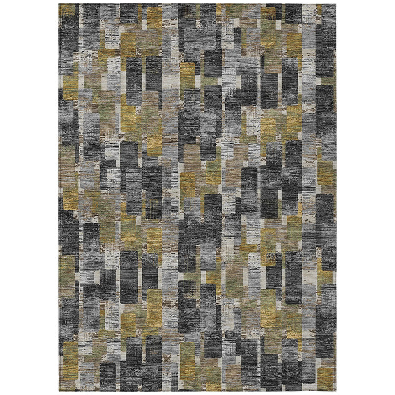10' X 14' Black And Graphite Geometric Washable Indoor Outdoor Area Rug Homeroots Outdoor