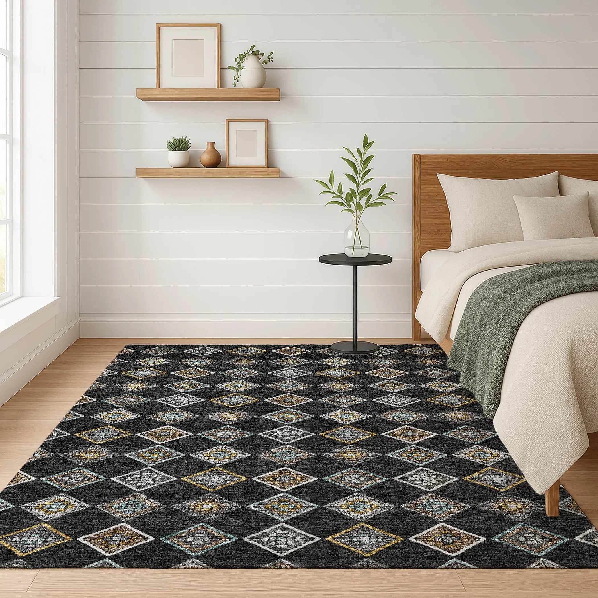 10' X 14' Black And Graphite Geometric Washable Indoor Outdoor Area Rug Homeroots Outdoor