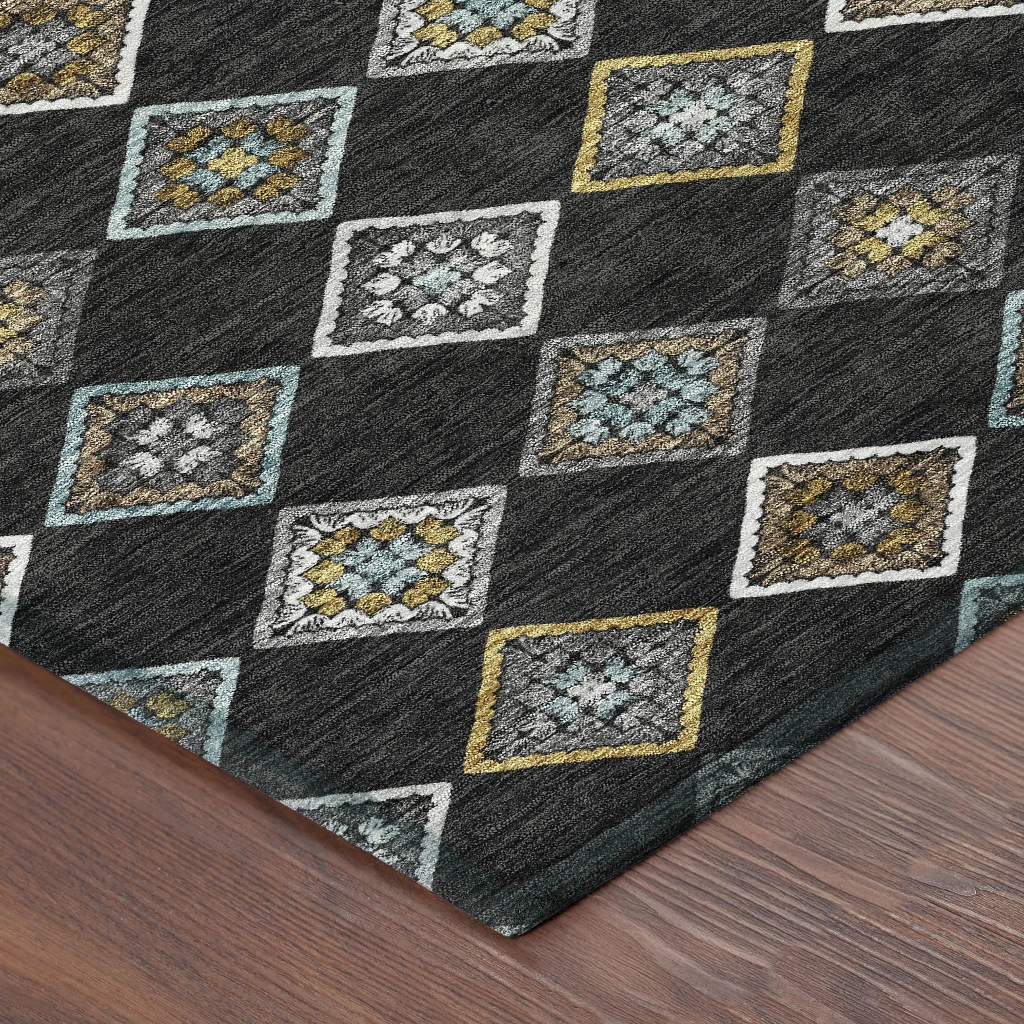 10' X 14' Black And Graphite Geometric Washable Indoor Outdoor Area Rug Homeroots Outdoor