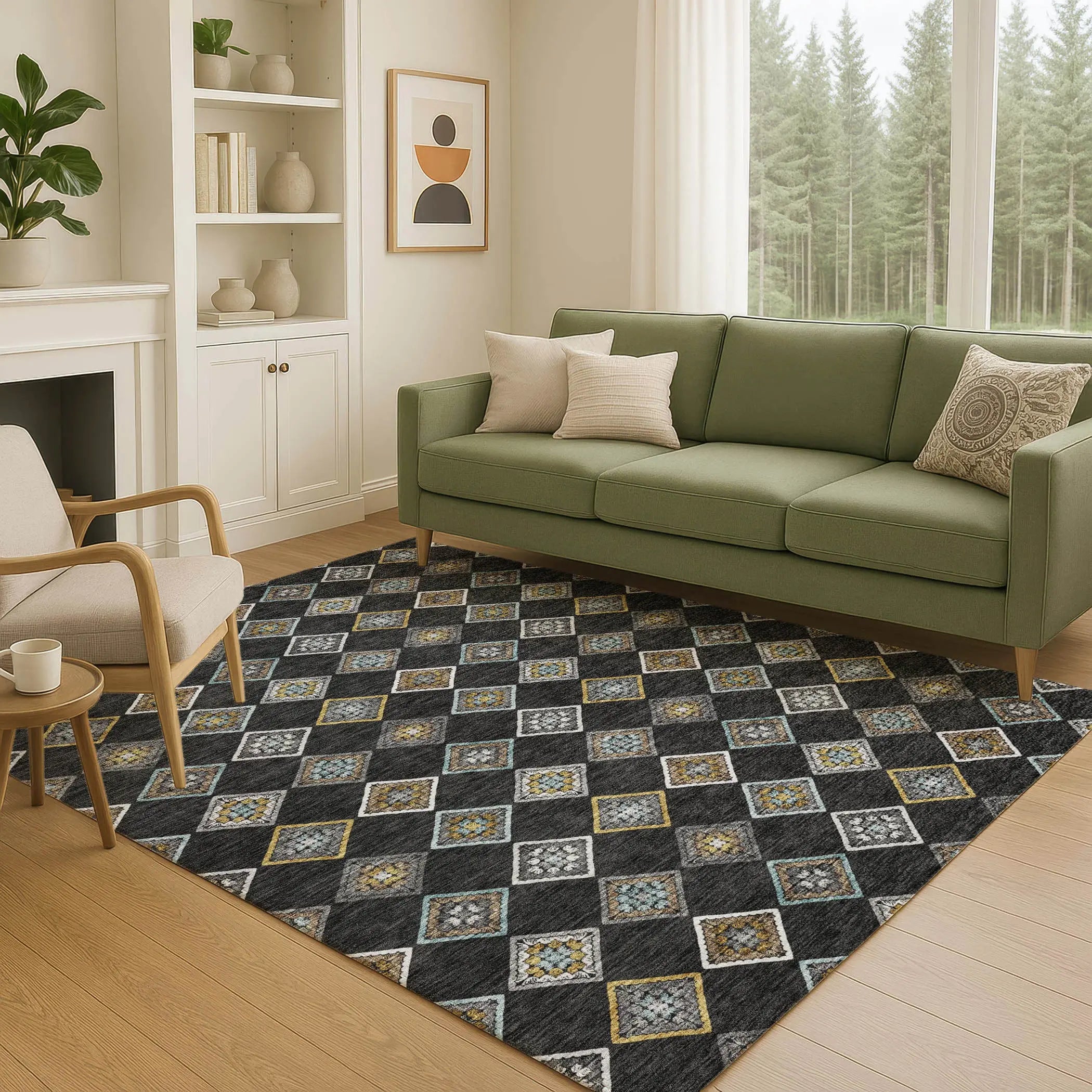 10' X 14' Black And Graphite Geometric Washable Indoor Outdoor Area Rug Homeroots Outdoor