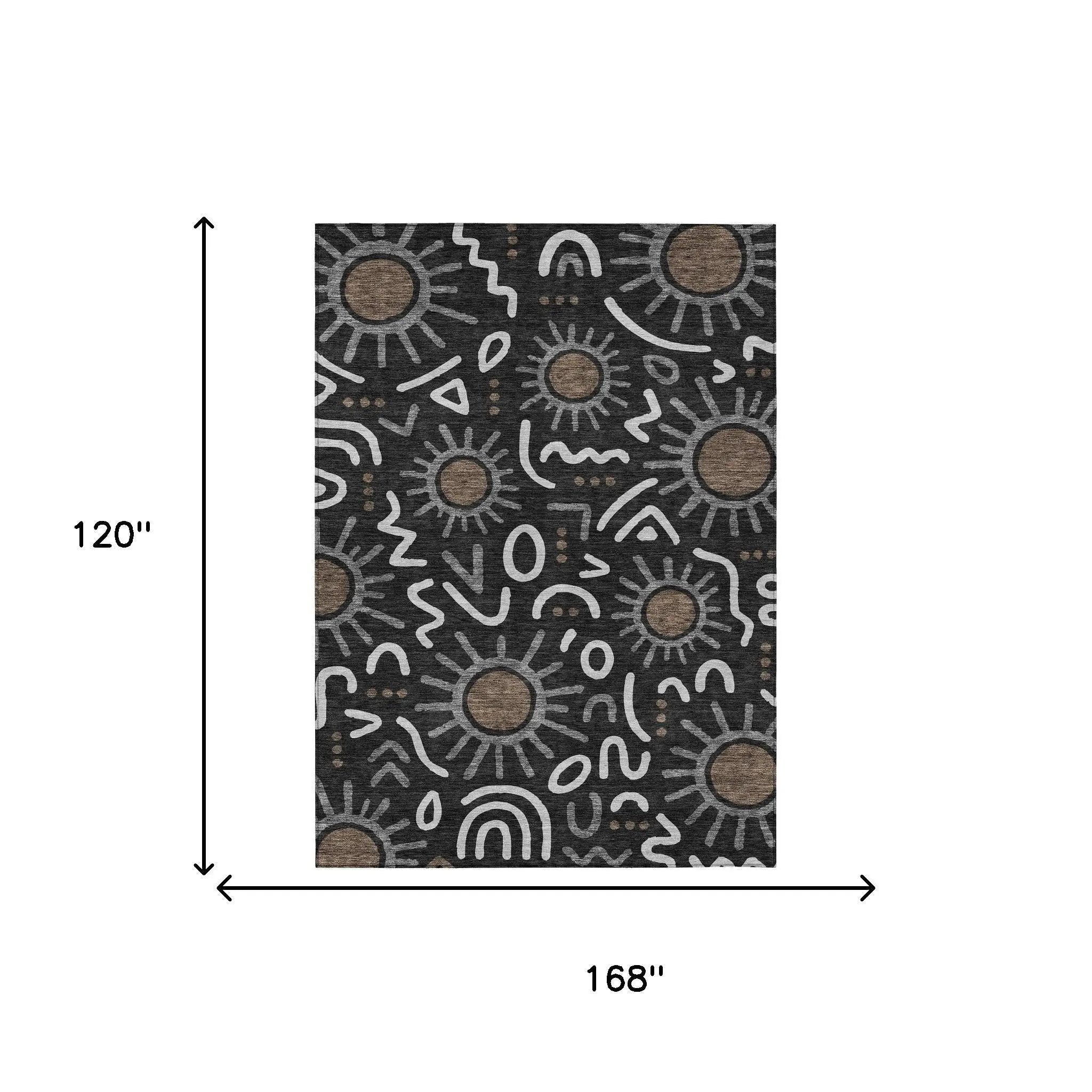 10' X 14' Black And Graphite Geometric Washable Indoor Outdoor Area Rug Homeroots Outdoor