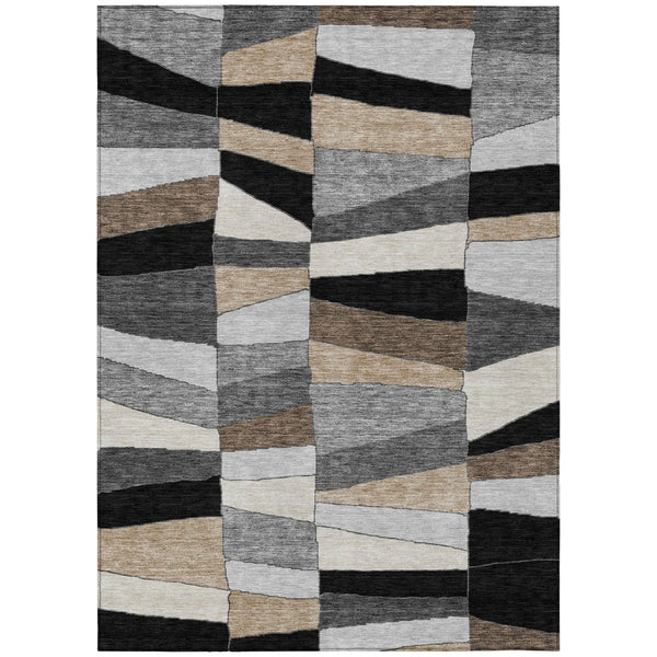10' X 14' Black And Graphite Geometric Washable Indoor Outdoor Area Rug Homeroots Outdoor