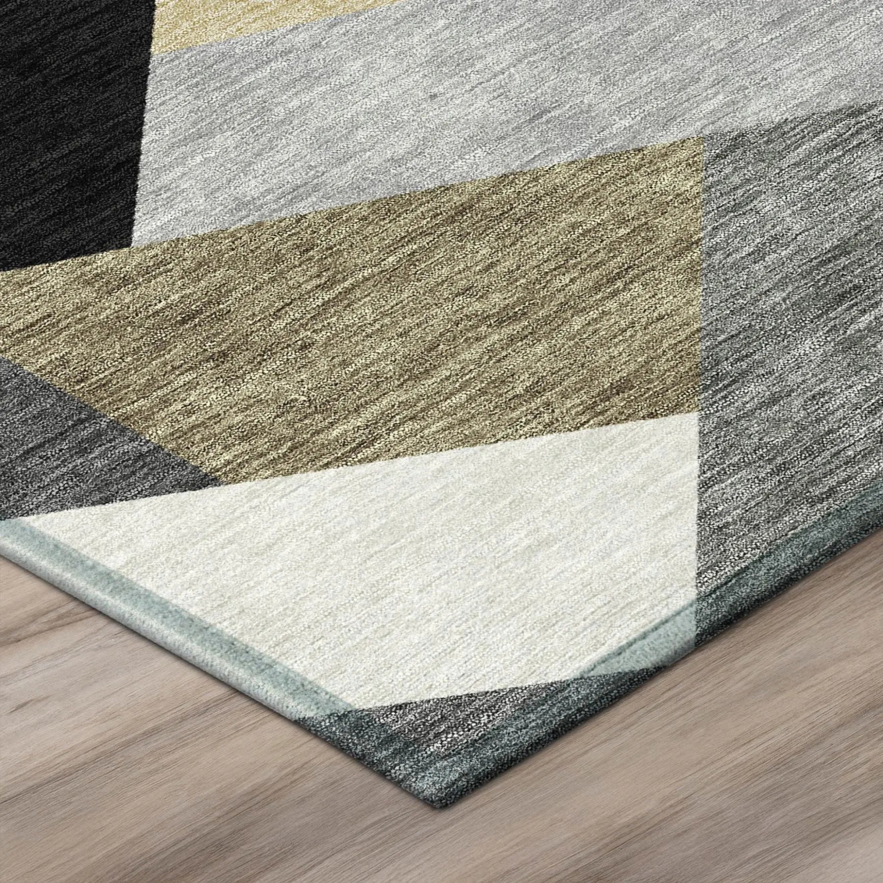 10' X 14' Black And Graphite Geometric Washable Indoor Outdoor Area Rug Homeroots Outdoor