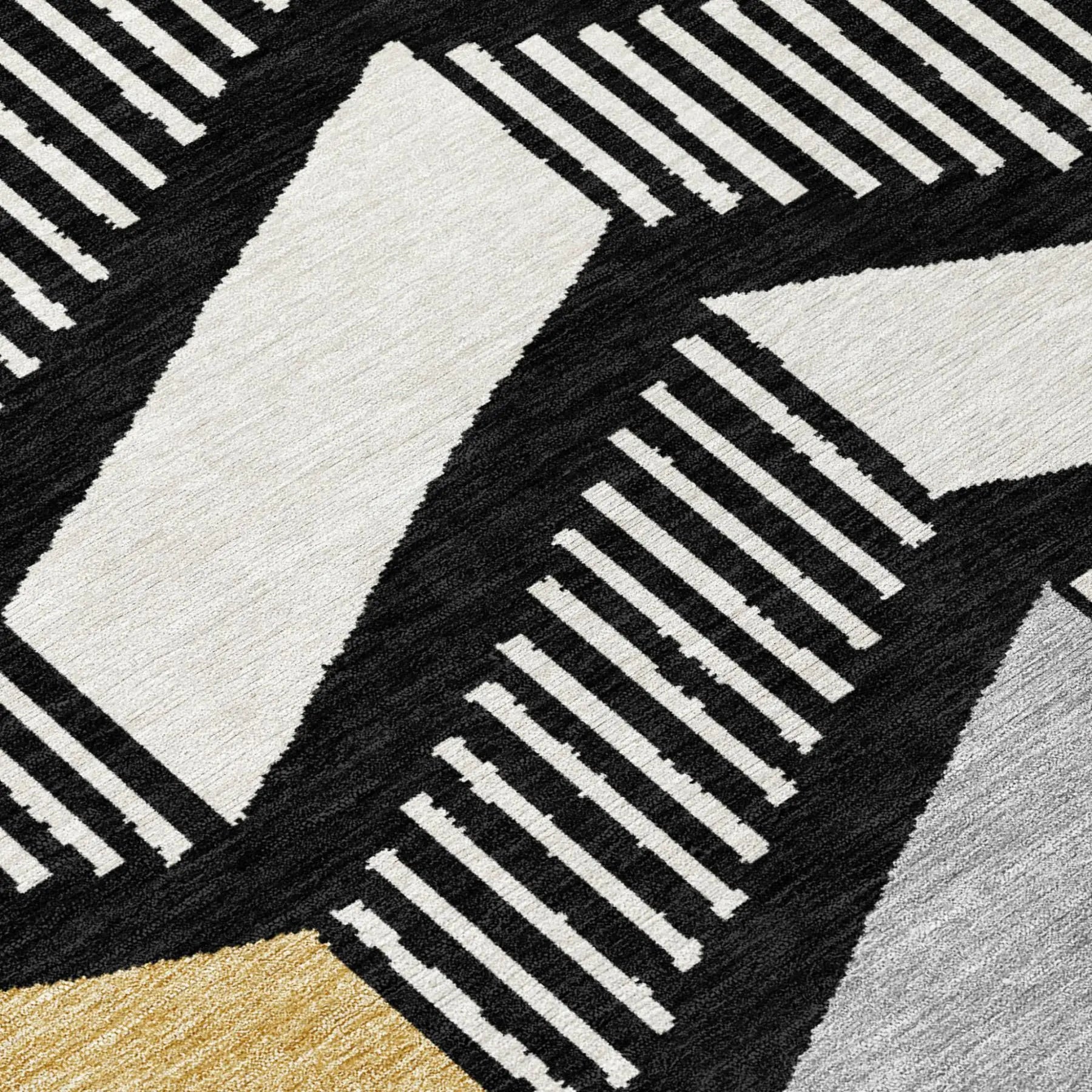 10' X 14' Black And Graphite Geometric Washable Indoor Outdoor Area Rug Homeroots Outdoor
