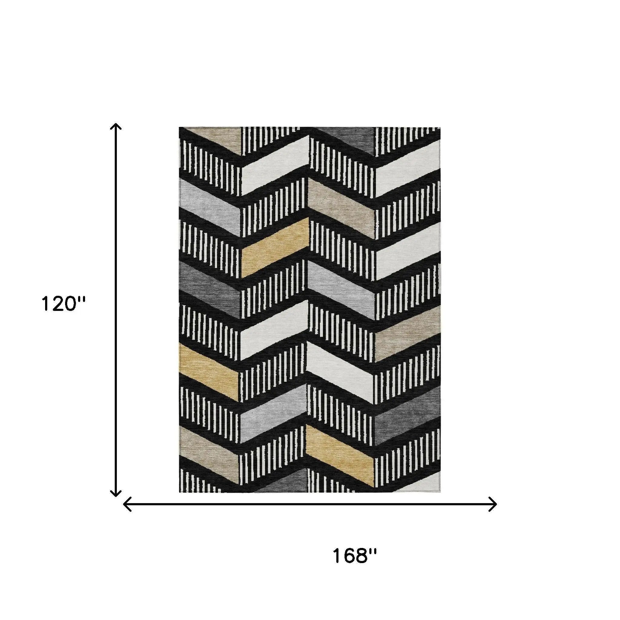 10' X 14' Black And Graphite Geometric Washable Indoor Outdoor Area Rug Homeroots Outdoor