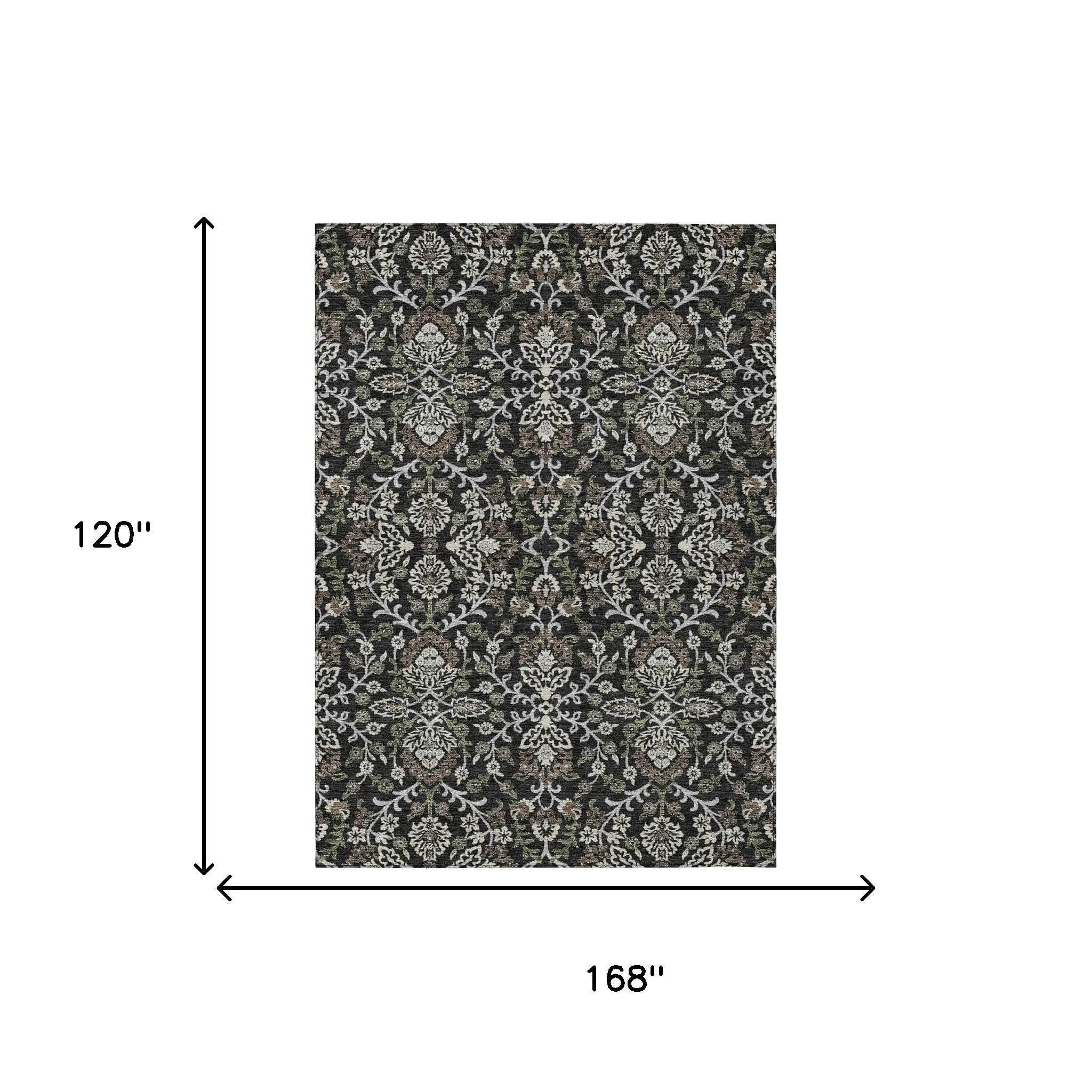 10' X 14' Black And Graphite Geometric Washable Indoor Outdoor Area Rug Homeroots Outdoor