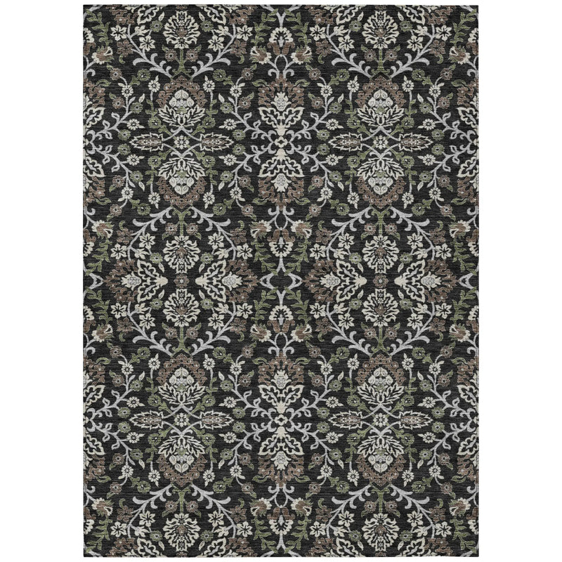 10' X 14' Black And Graphite Geometric Washable Indoor Outdoor Area Rug Homeroots Outdoor