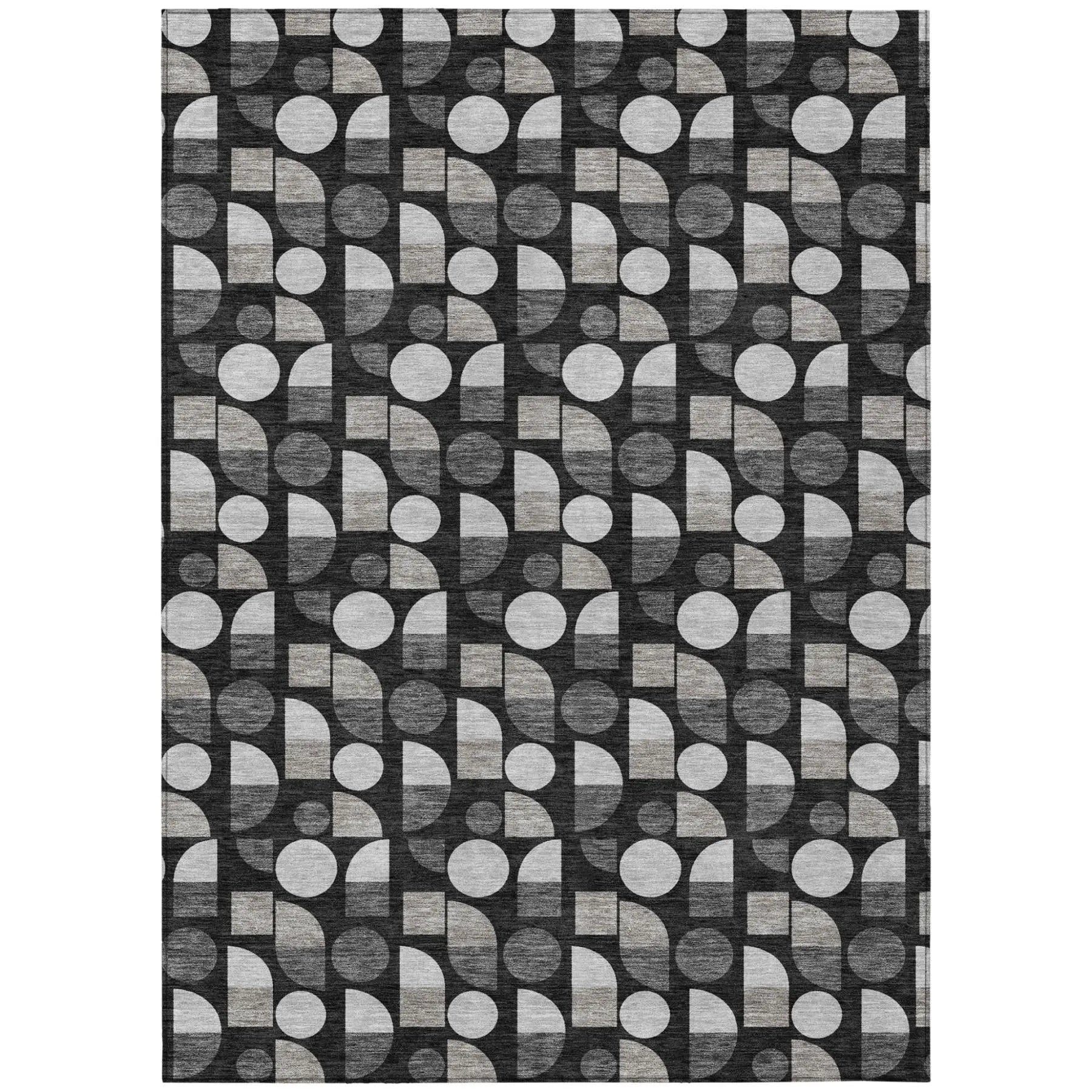 10' X 14' Black And Graphite Geometric Washable Indoor Outdoor Area Rug Homeroots Outdoor