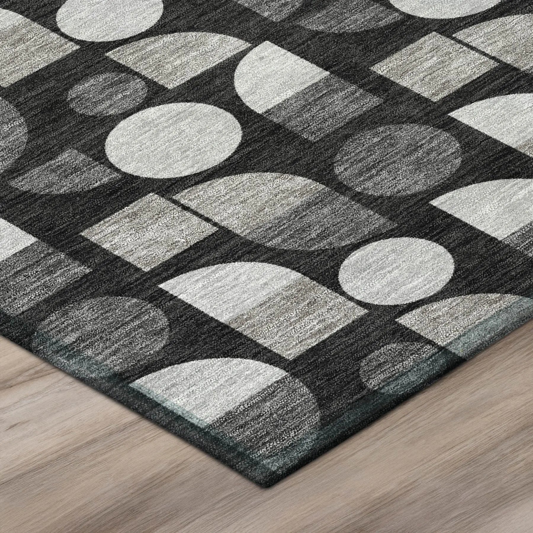 10' X 14' Black And Graphite Geometric Washable Indoor Outdoor Area Rug Homeroots Outdoor