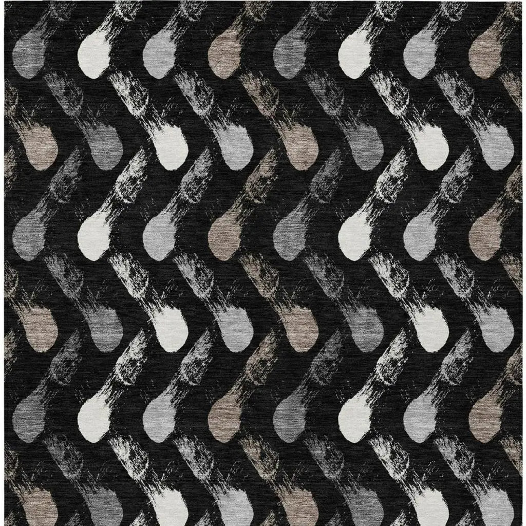 10' X 14' Black And Graphite Geometric Washable Indoor Outdoor Area Rug Homeroots Outdoor