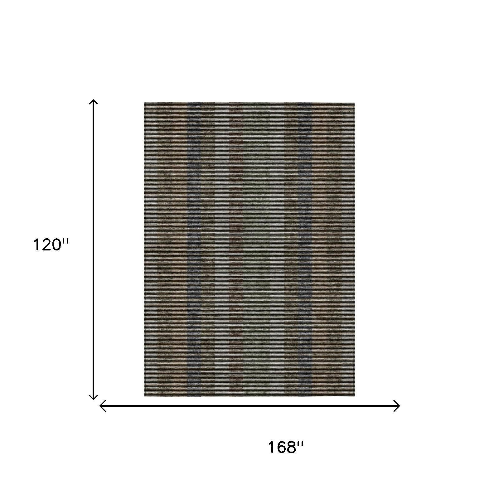 10' X 14' Black And Graphite Striped Washable Indoor Outdoor Area Rug Homeroots Outdoor