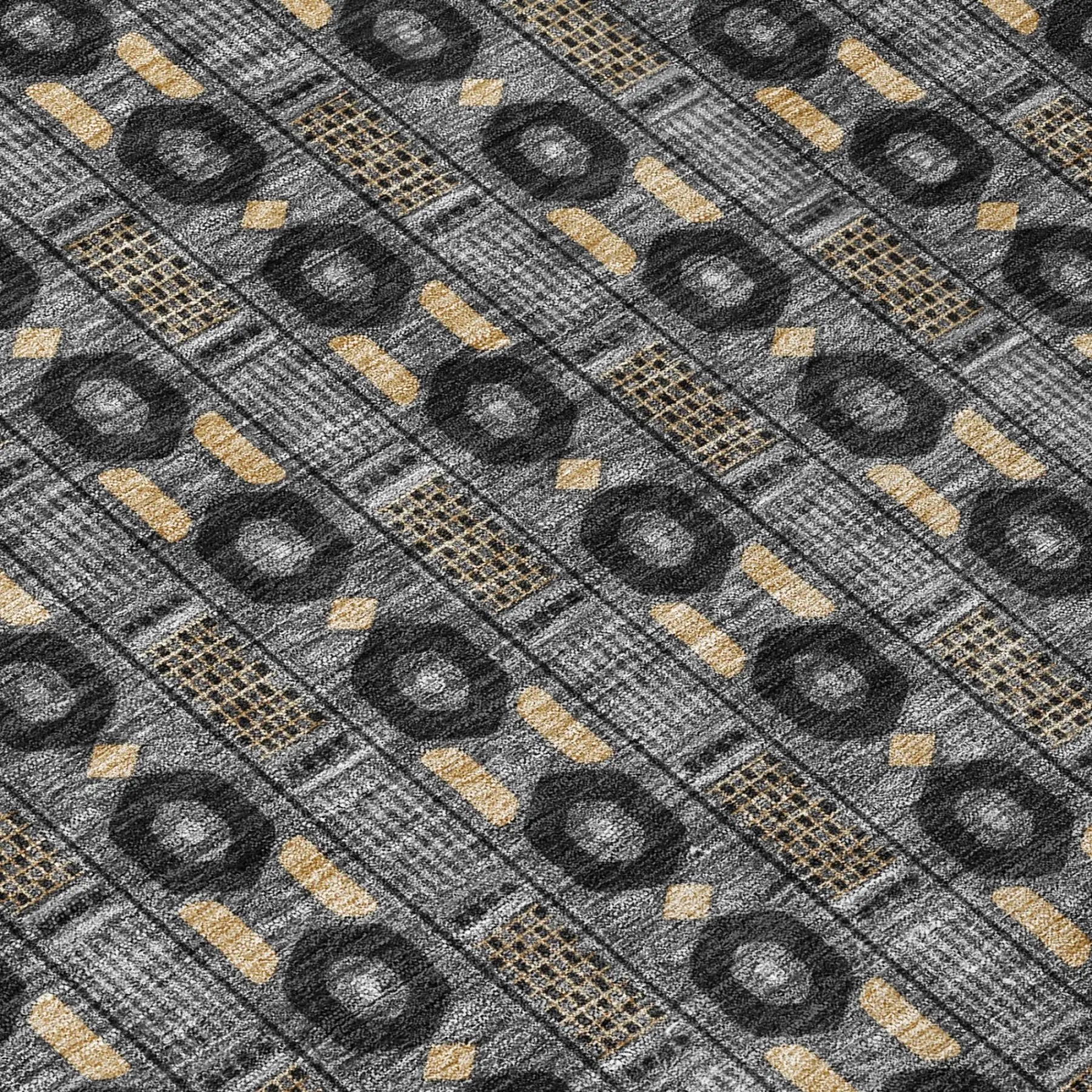 10' X 14' Black And Graphite Striped Washable Indoor Outdoor Area Rug Homeroots Outdoor
