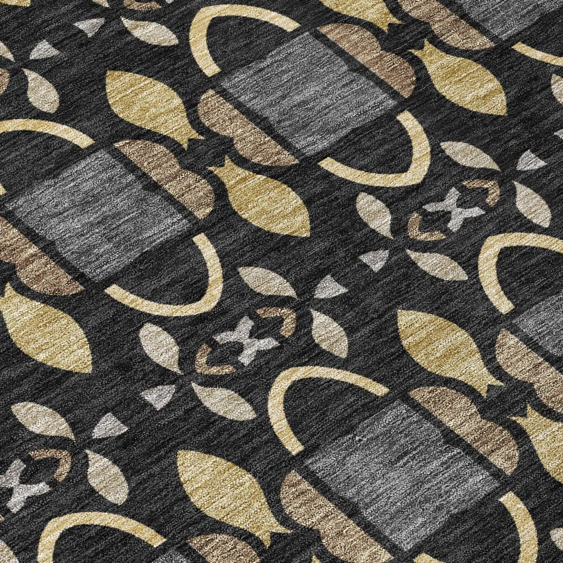 10' X 14' Black And Graphite Striped Washable Indoor Outdoor Area Rug Homeroots Outdoor