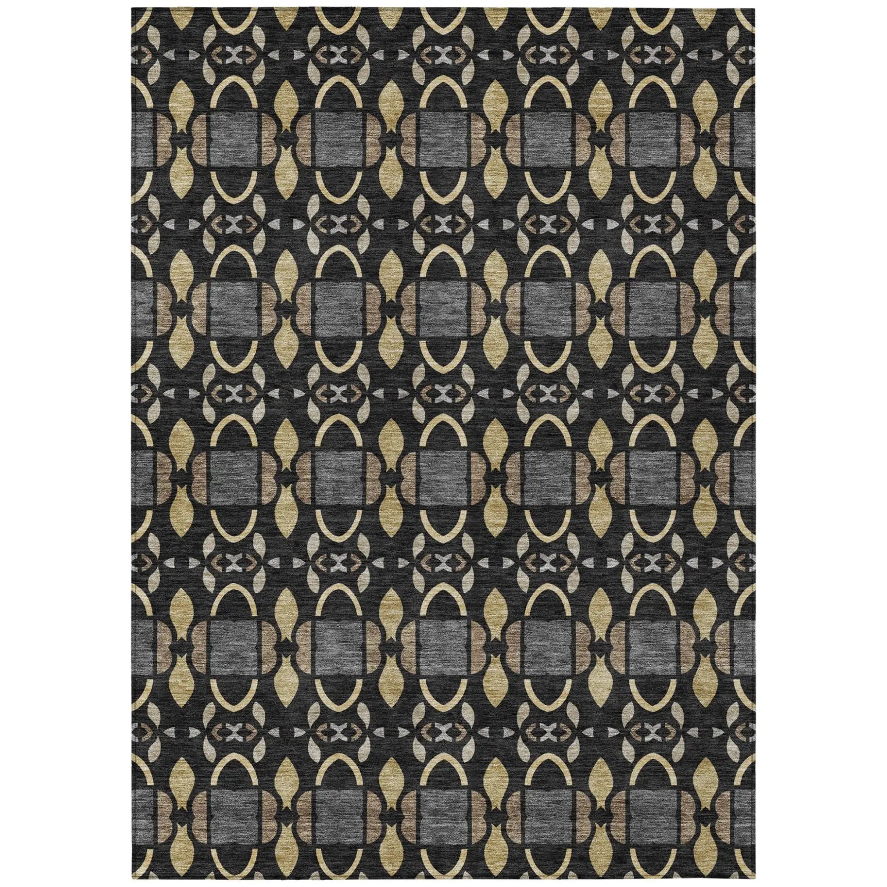 10' X 14' Black And Graphite Striped Washable Indoor Outdoor Area Rug Homeroots Outdoor