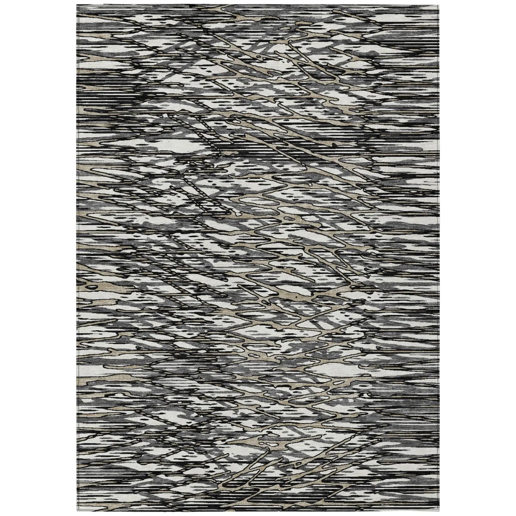 10' X 14' Black And Gray Abstract Washable Indoor Outdoor Area Rug Homeroots Outdoor