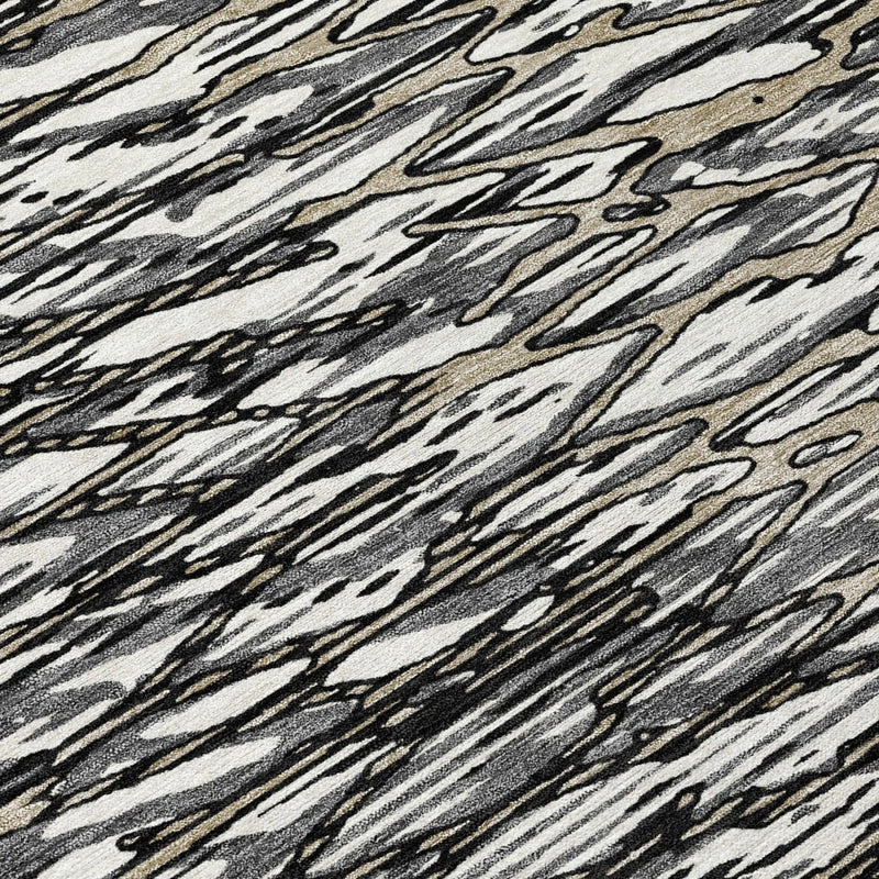 10' X 14' Black And Gray Abstract Washable Indoor Outdoor Area Rug Homeroots Outdoor