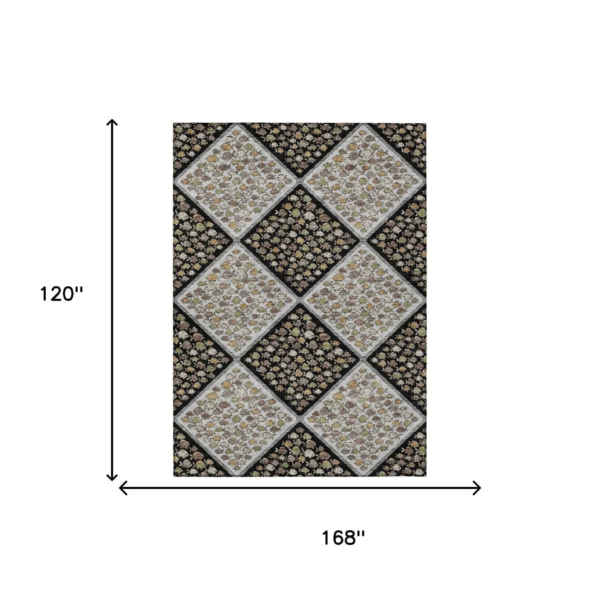 10' X 14' Black And Gray Abstract Washable Indoor Outdoor Area Rug Homeroots Outdoor