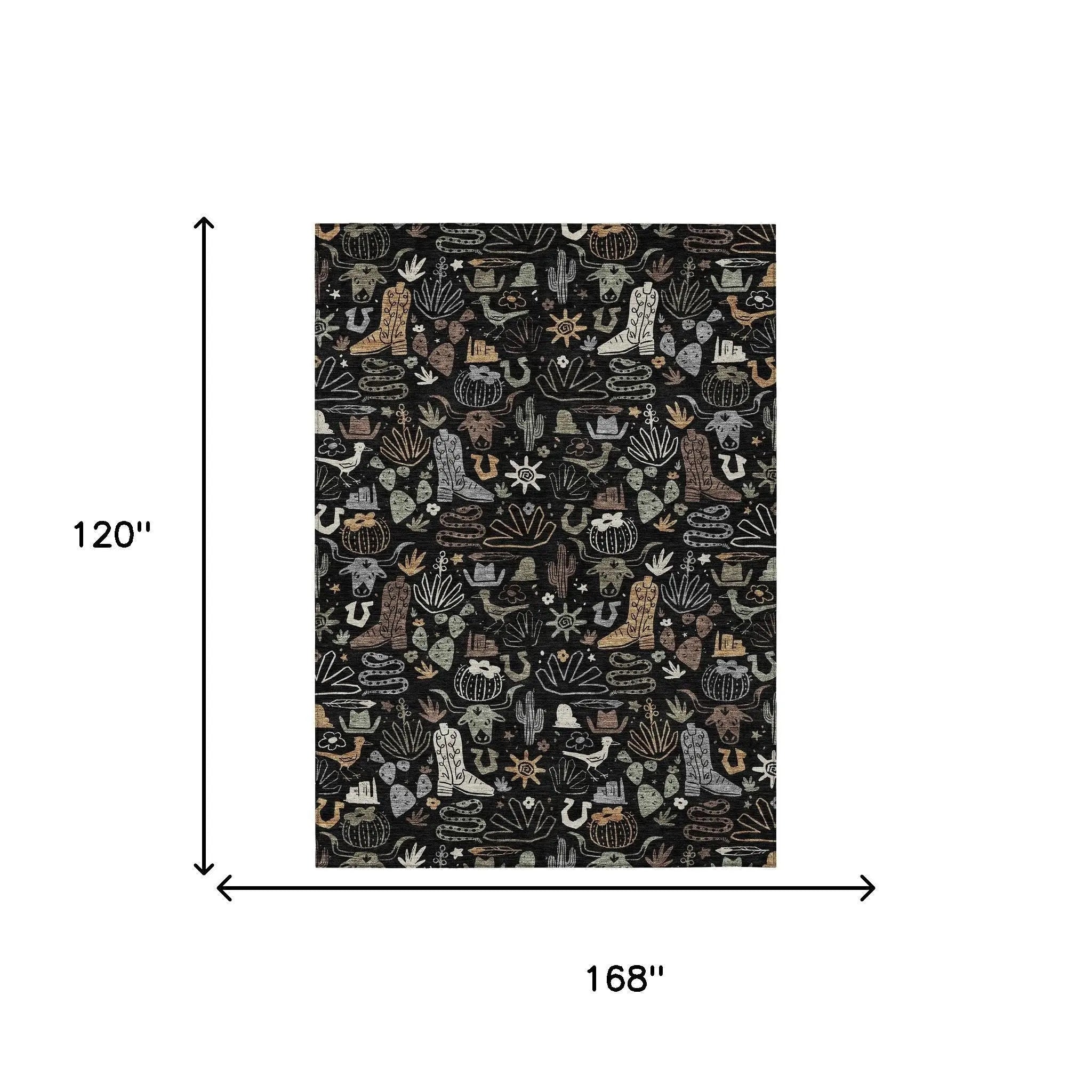 10' X 14' Black And Gray Cactus Washable Indoor Outdoor Area Rug Homeroots Outdoor