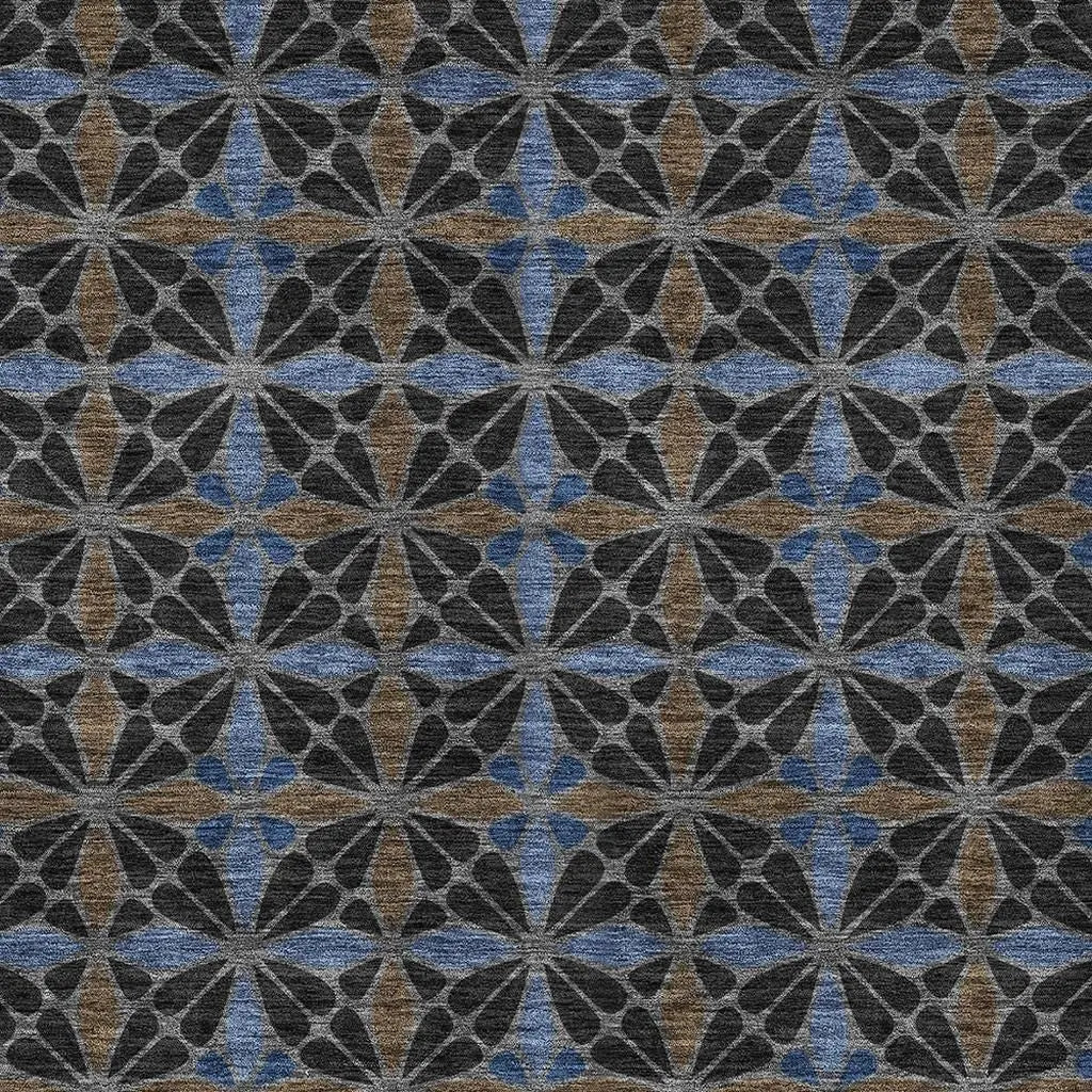 10' X 14' Black And Gray Geometric Washable Indoor Outdoor Area Rug Homeroots Outdoor