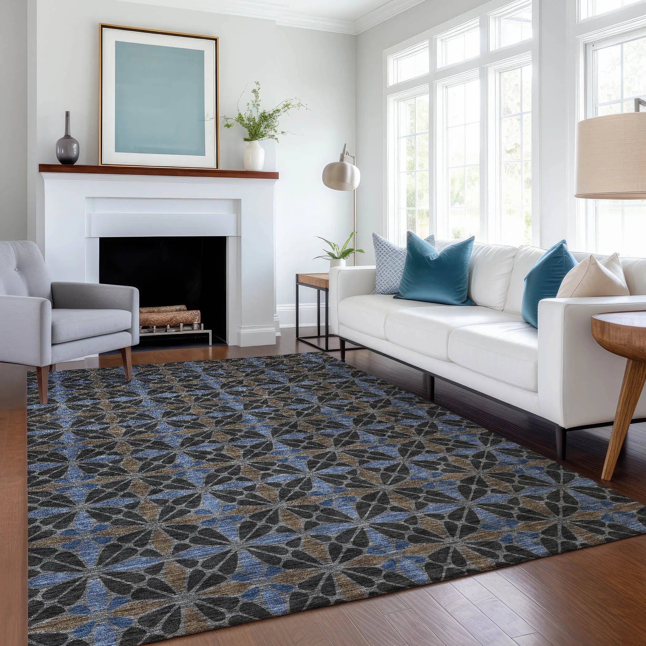 10' X 14' Black And Gray Geometric Washable Indoor Outdoor Area Rug Homeroots Outdoor