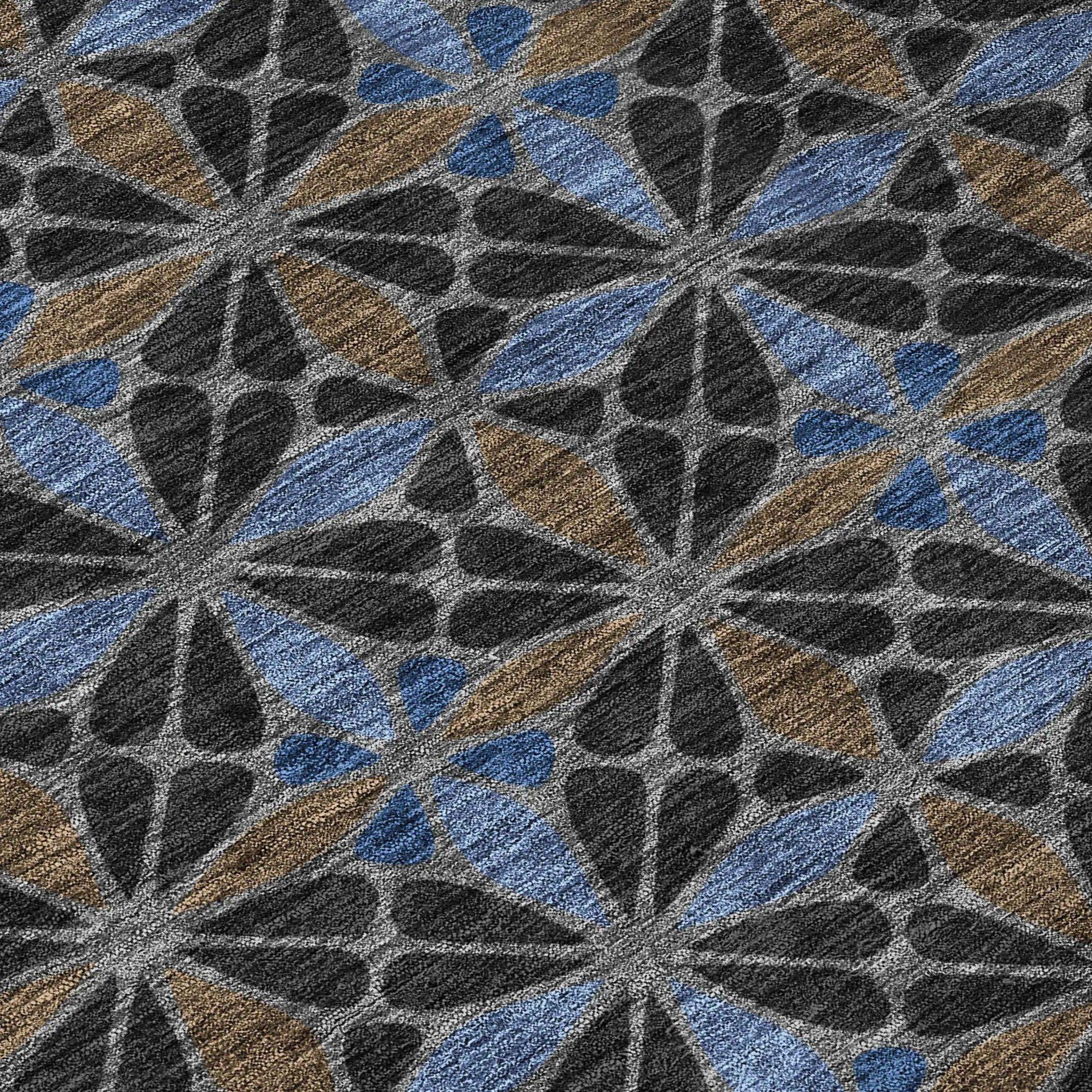 10' X 14' Black And Gray Geometric Washable Indoor Outdoor Area Rug Homeroots Outdoor