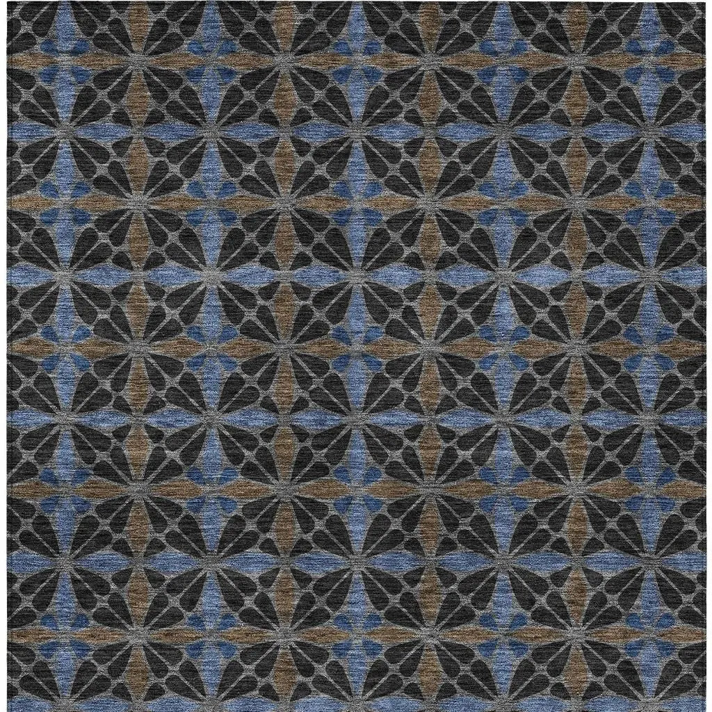 10' X 14' Black And Gray Geometric Washable Indoor Outdoor Area Rug Homeroots Outdoor