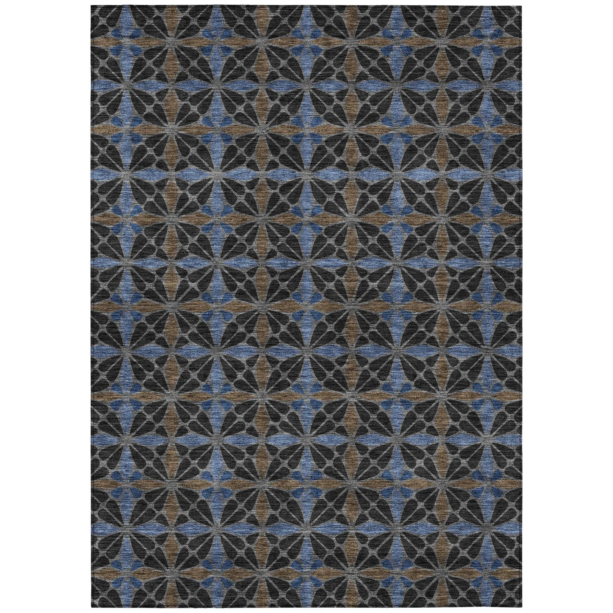10' X 14' Black And Gray Geometric Washable Indoor Outdoor Area Rug Homeroots Outdoor