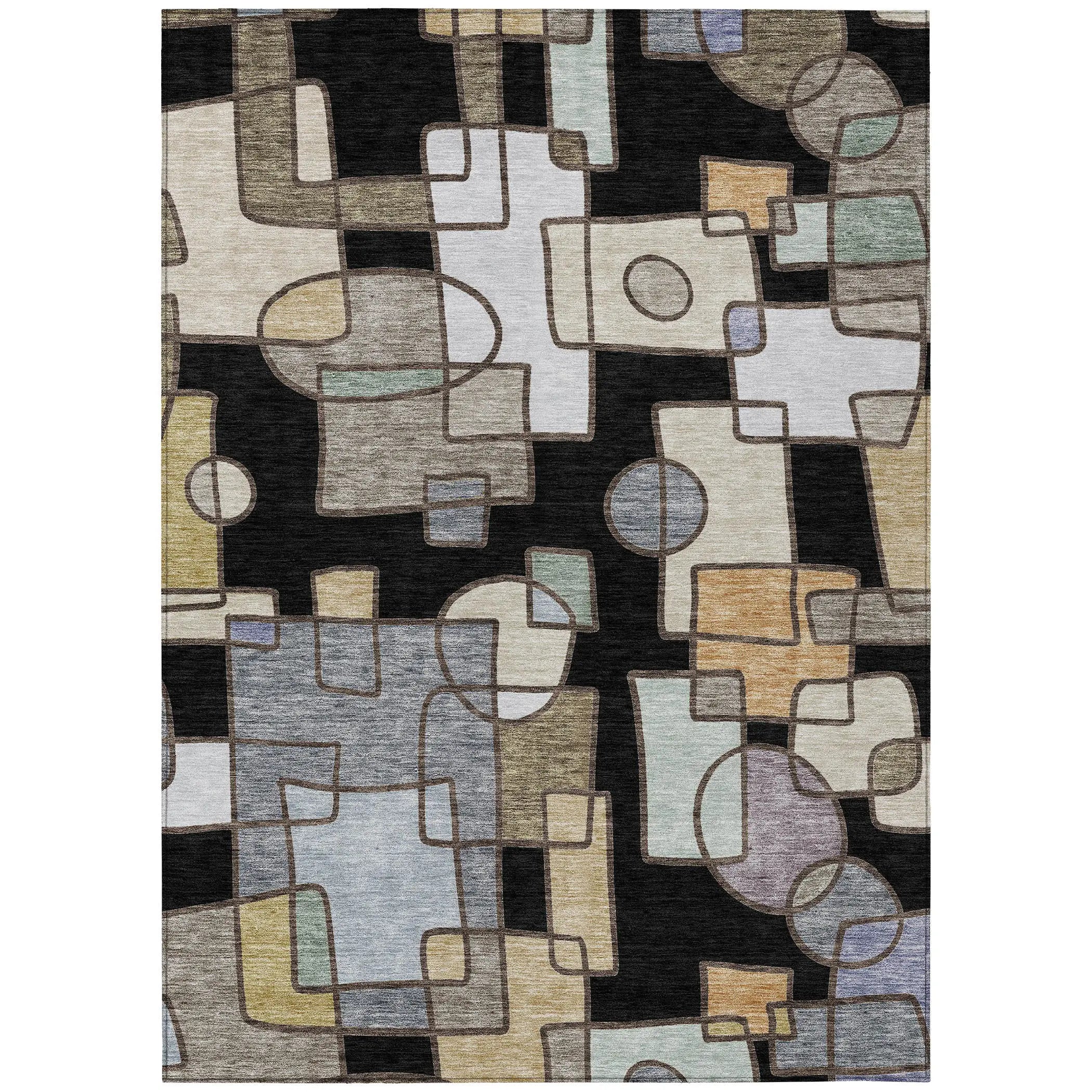 10' X 14' Black And Gray Geometric Washable Indoor Outdoor Area Rug Homeroots Outdoor