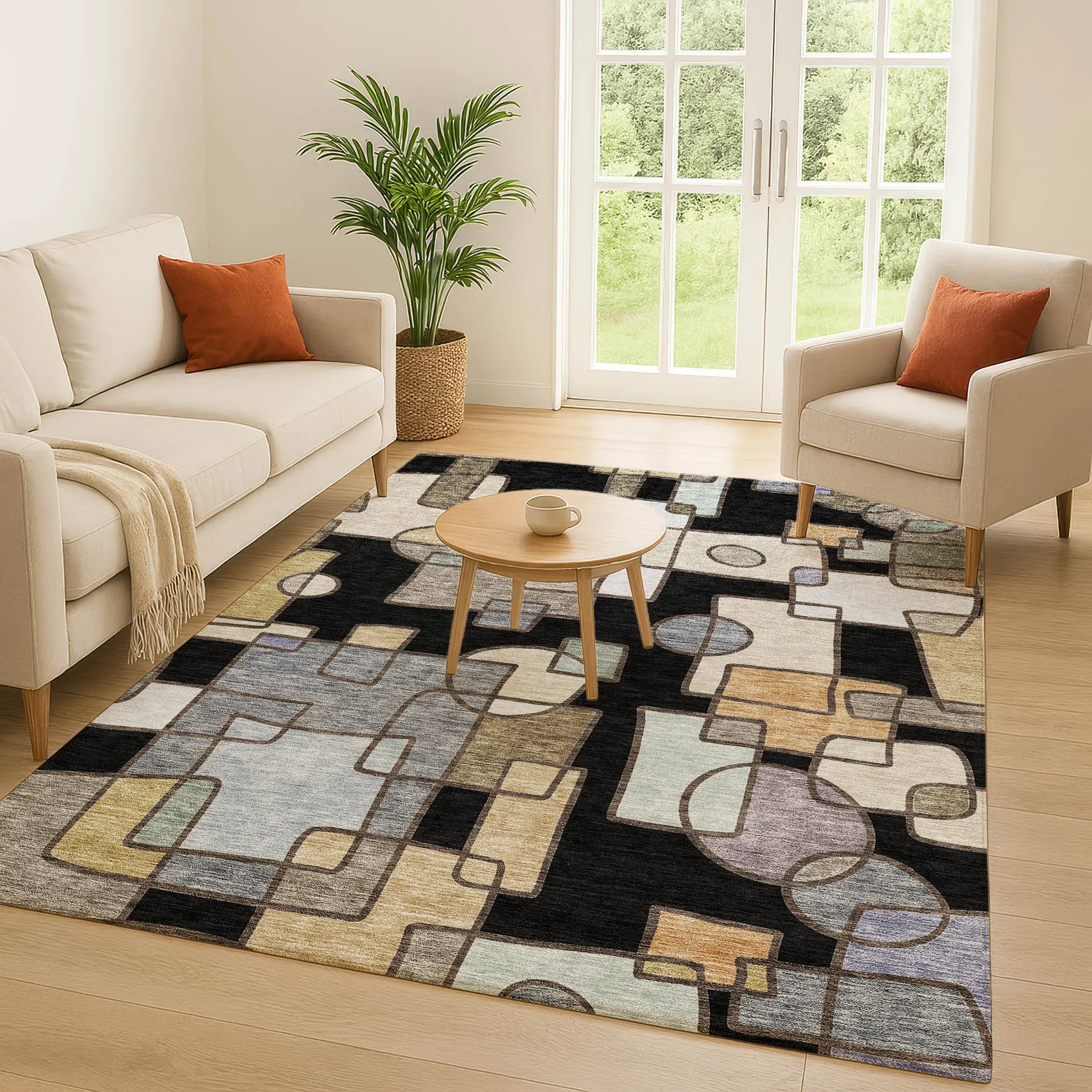 10' X 14' Black And Gray Geometric Washable Indoor Outdoor Area Rug Homeroots Outdoor
