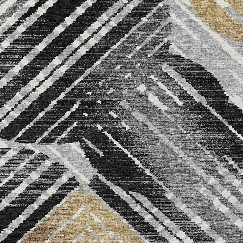 10' X 14' Black And Gray Geometric Washable Indoor Outdoor Area Rug Homeroots Outdoor