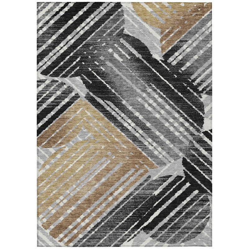 10' X 14' Black And Gray Geometric Washable Indoor Outdoor Area Rug Homeroots Outdoor