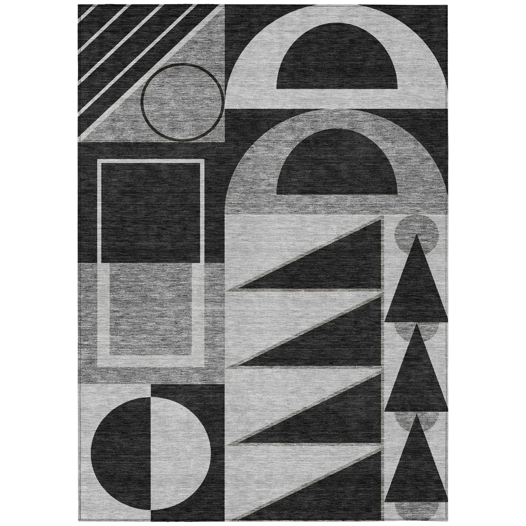 10' X 14' Black And Gray Geometric Washable Indoor Outdoor Area Rug Homeroots Outdoor