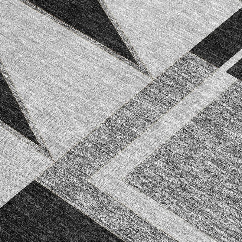 10' X 14' Black And Gray Geometric Washable Indoor Outdoor Area Rug Homeroots Outdoor