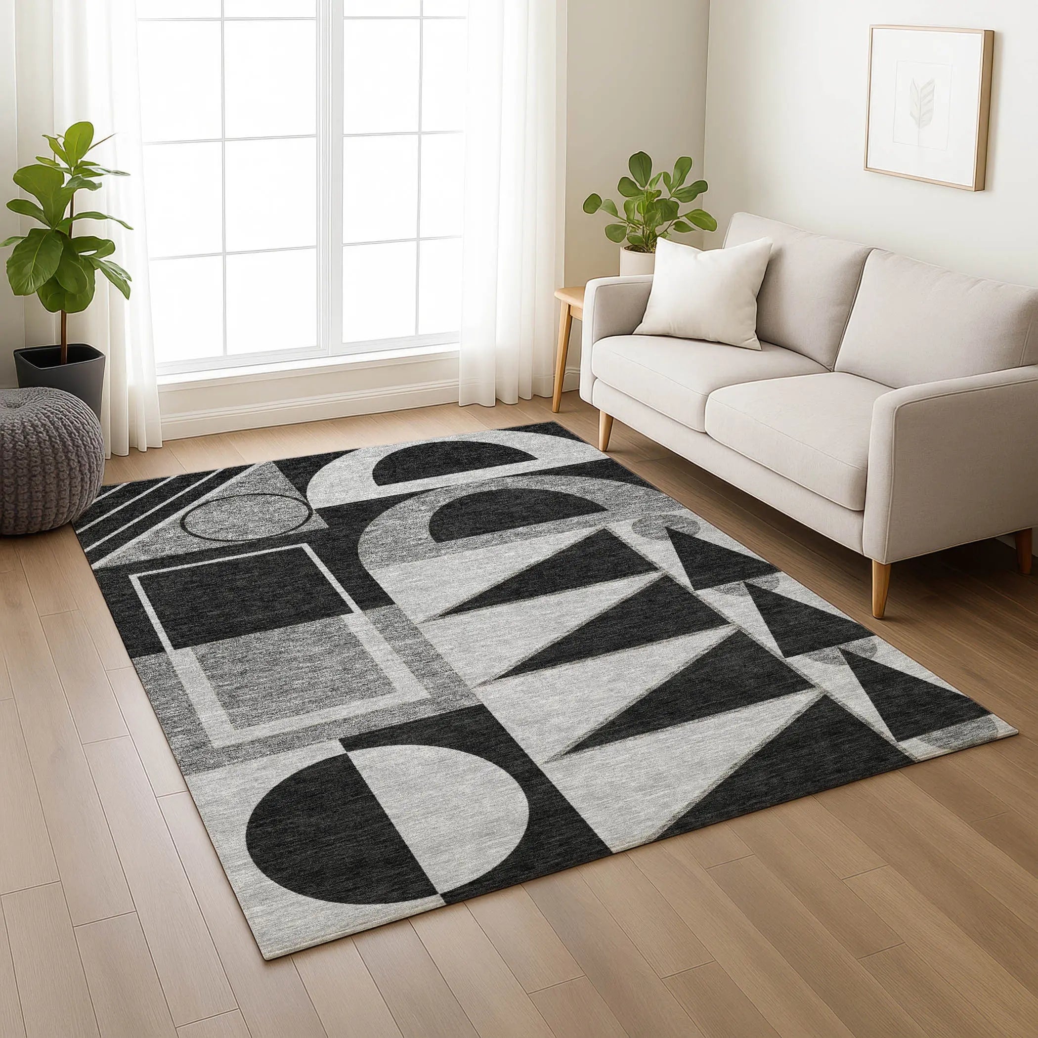 10' X 14' Black And Gray Geometric Washable Indoor Outdoor Area Rug Homeroots Outdoor