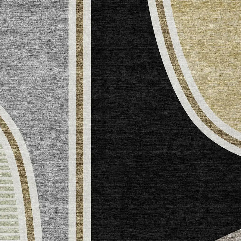 10' X 14' Black And Gray Geometric Washable Indoor Outdoor Area Rug Homeroots Outdoor