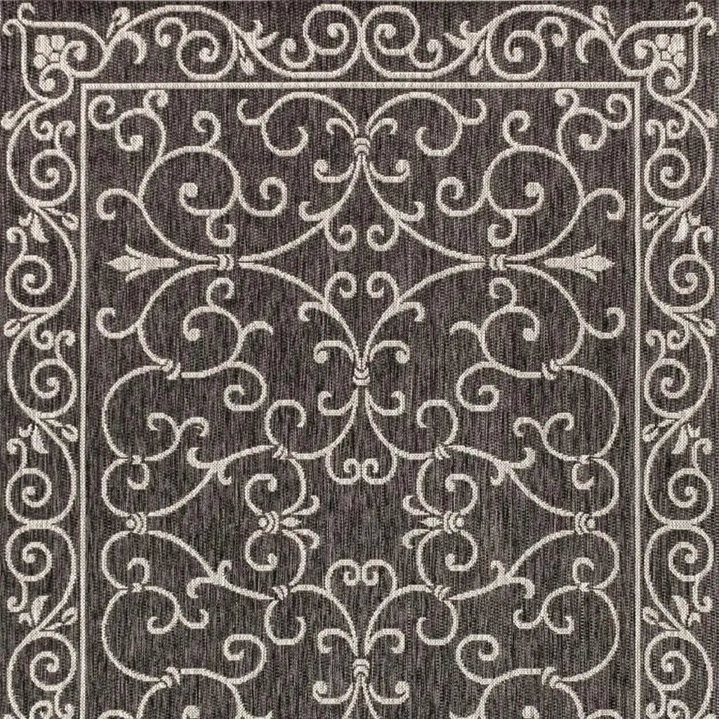10' X 14' Black And Gray Medallion Indoor Outdoor Area Rug Homeroots Outdoor