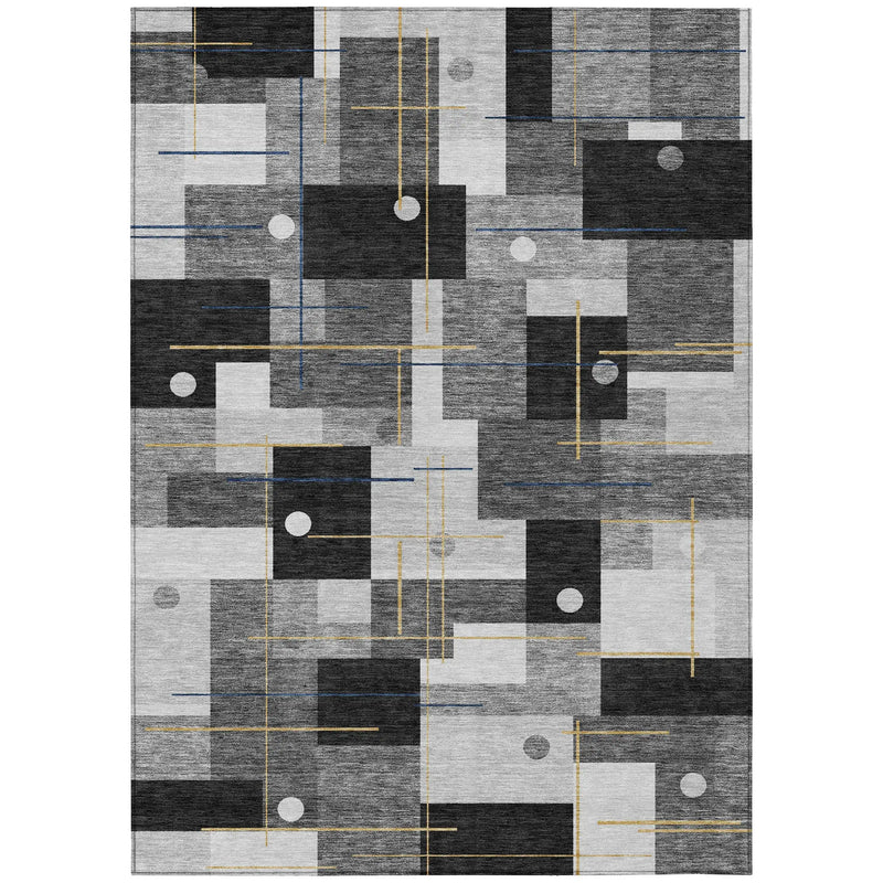 10' X 14' Black And Green Geometric Washable Indoor Outdoor Area Rug Homeroots Outdoor
