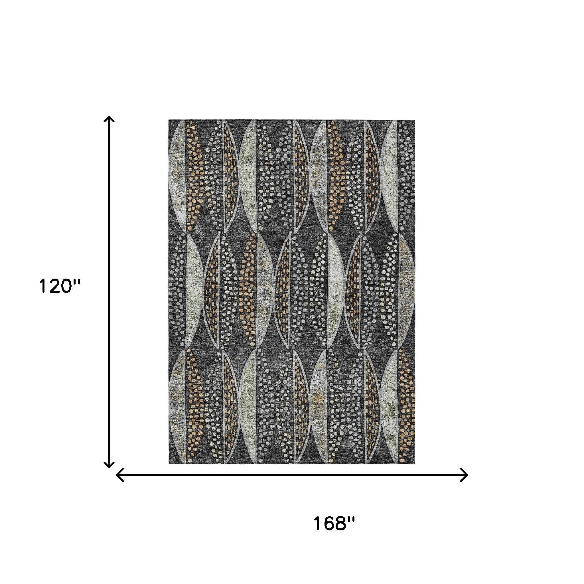 10' X 14' Black And Green Geometric Washable Indoor Outdoor Area Rug Homeroots Outdoor